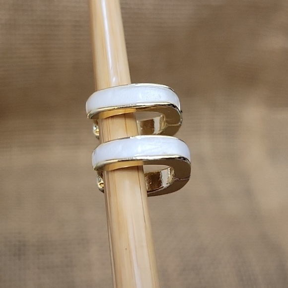 J. Crew Factory Jewelry - PEARL ENAMEL SQUARE HOOP HUGGIES